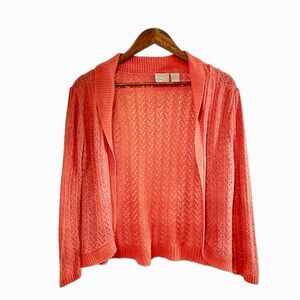 Kim Rogers Women's Orange Cropped Cardigan 3/4 Sleeve